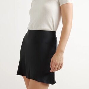 NWT Quince 100% Washable Silk Mini Skirt in Black Slip - XSmall